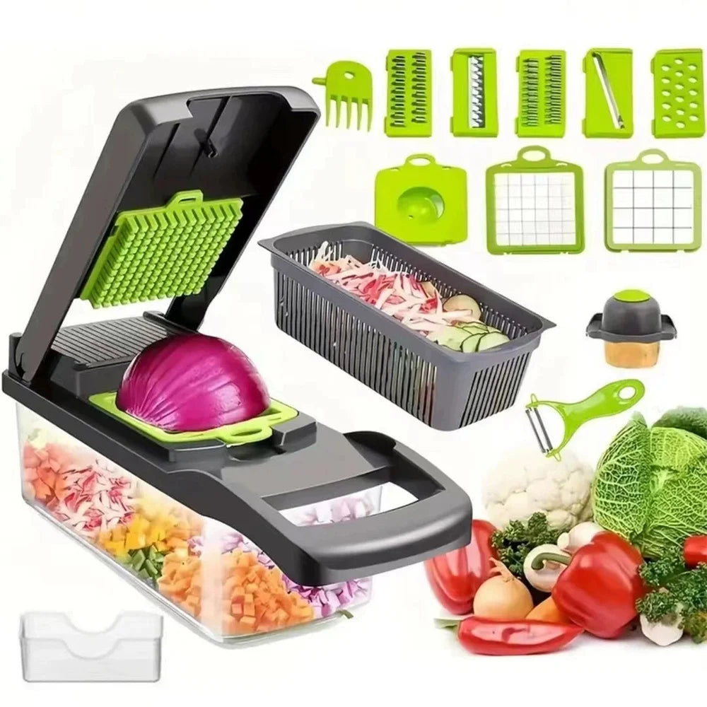 Tejesa Multifunctional 12/16pcs Vegetable Cutter Slicer Fruit Potato Peeler Carrot Grater Kitchen accessories basket vegetable Slicer