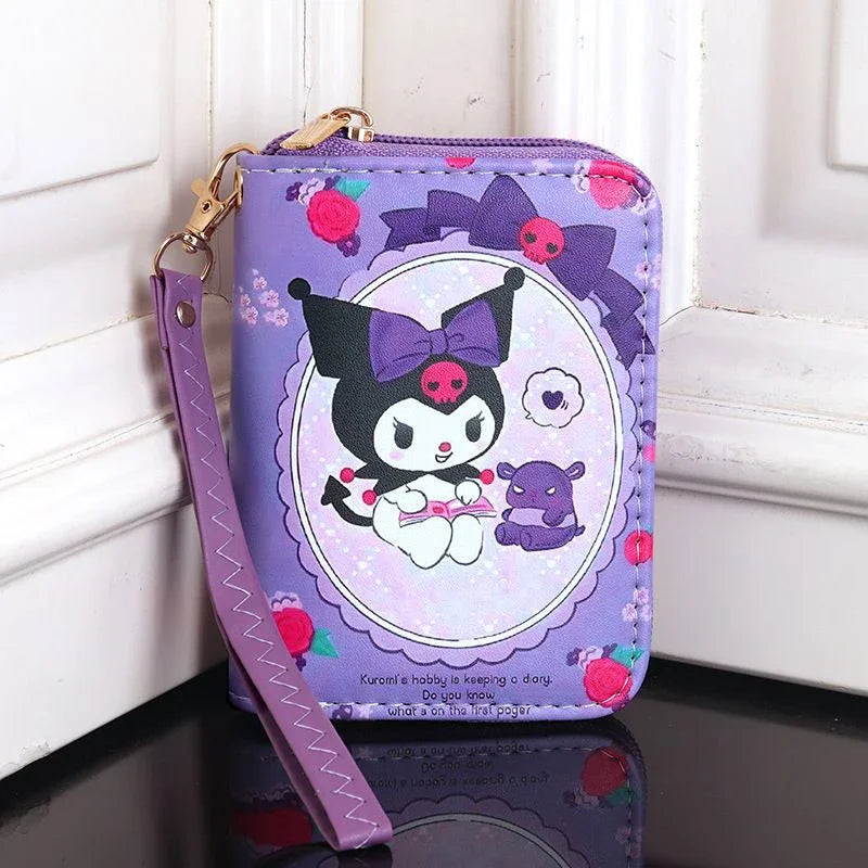 Cartoon Kuromi Short Version Waterproof Money Bag Zipper Coin Purse Multiple Card Slots Wallet Portable Decoration Girl Gift