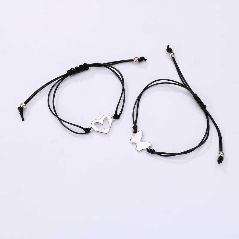 Hemasa  2pcs/set   Butterfly Bracelet Adjustable BFF Friendship Jewelry Gifts For Kids