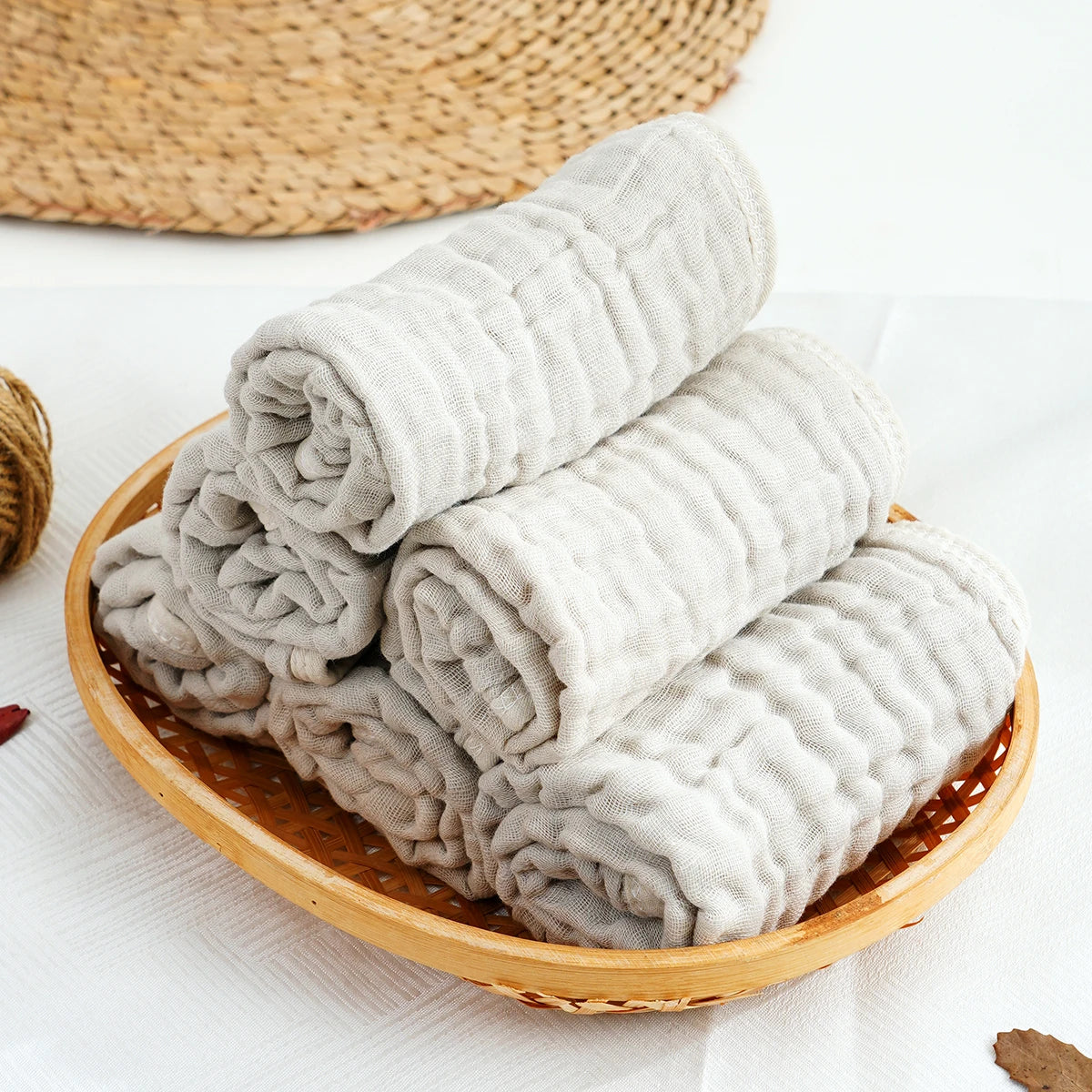 Tejesa 6pcs Set Breathable All Season Baby Muslin Burp Cloth 100% Cotton Newborn Bib Face Towel Size 50x30cm