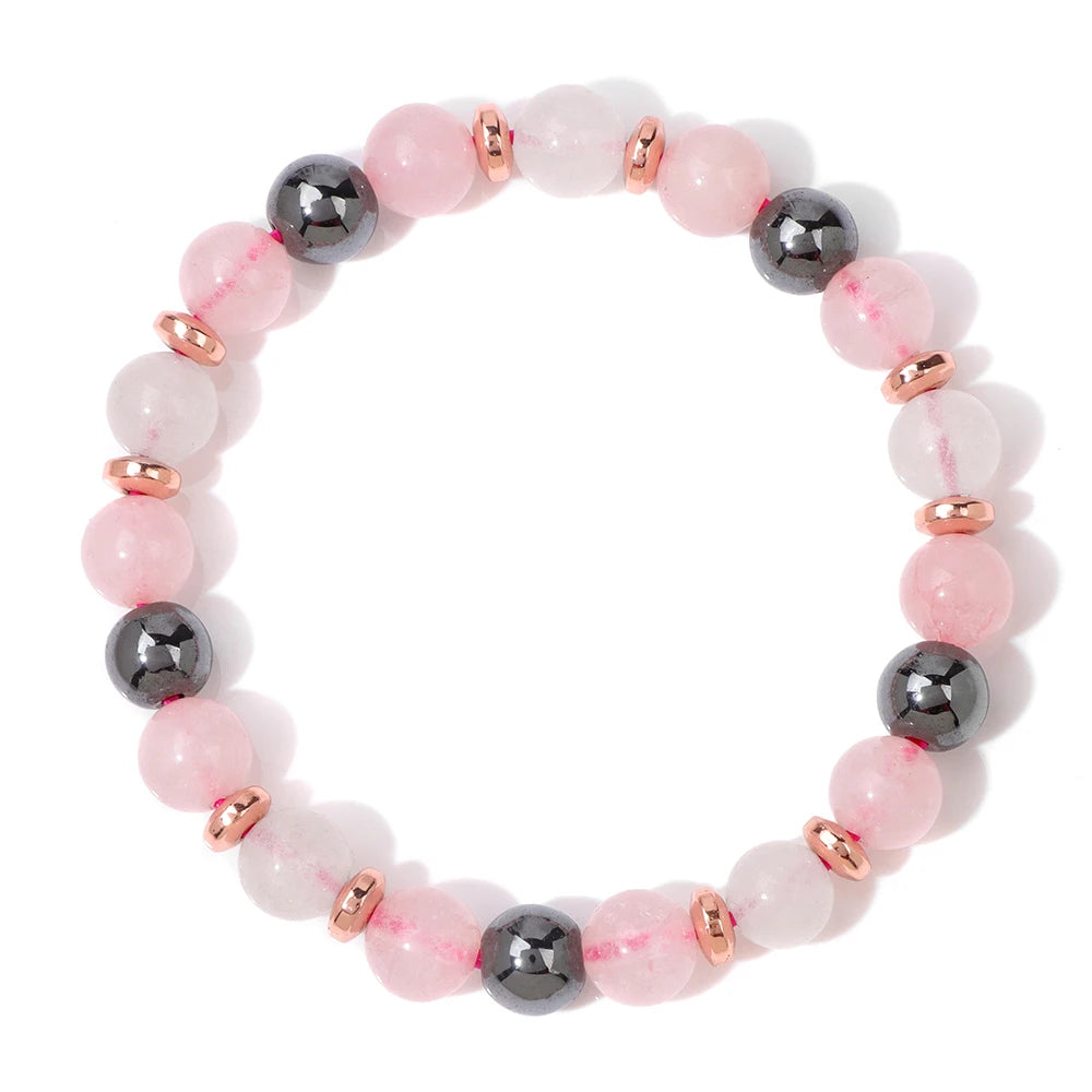 Hemasa  Natural Stone Amethysts Hematite Beaded Bracelets For Women Men