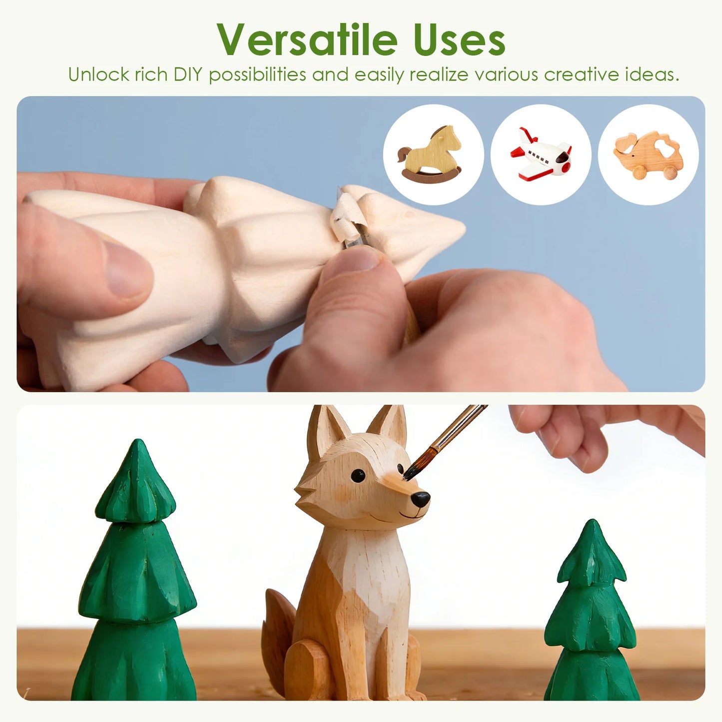 24/22Pcs Carving Wood Blocks Premium Basswood Wood Portable Unfinished Wood Carving Kit 3 Size Carving Whittling Art Supplies