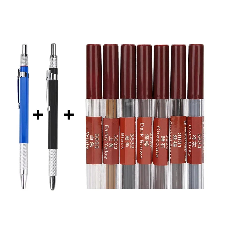 DEDEDEPRAISE Sketch 2.0MM Press Mechanical Pencil & 36colors Leads Drawing Colored Pencils Automatic Pencils Replacement Leads