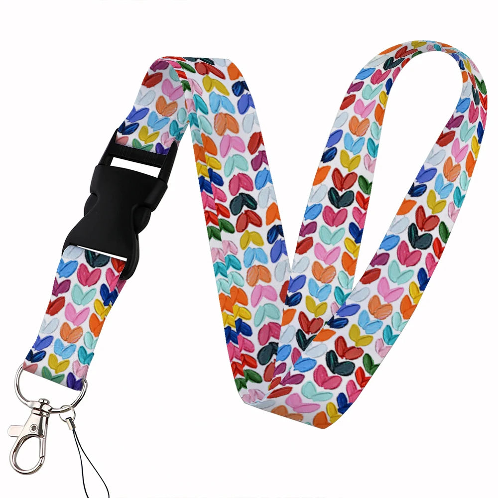 Tejesa Beautiful heart-shaped Lanyard Keys Chain Badge Holder ID Credit Card Pass Hang Rope Lariat Mobile Phone Charm Accessories Gifts
