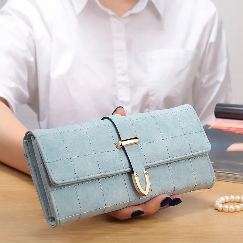 Tejesa Women's Long Wallet Embroidered Vintage Frosted Cover Tri-fold Large Coin Purse / Money Bag