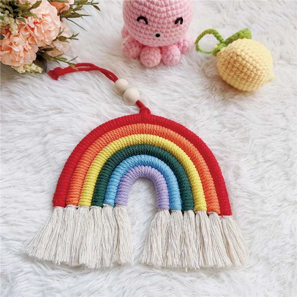 Hemasa Handmade Woven Cotton Rainbow Tassels Children'S Room Wall Hanging Holiday Decoration