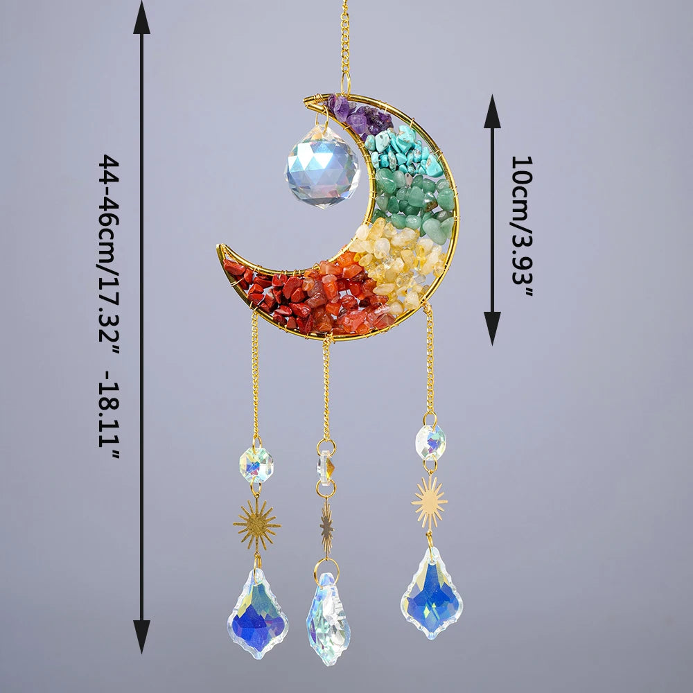 1PC Natural Stone Chakra Crystal Gravels Sun Catcher Healing Gemstone Window Car Hanging Ornament Pendant Home Decoration