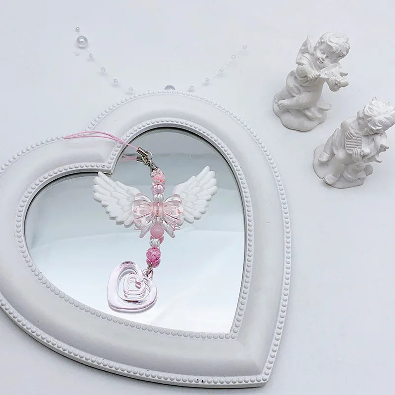 Tejesa Lovely Wings Bow Heart Mobile Strap Phone Pendant Chain For Girls