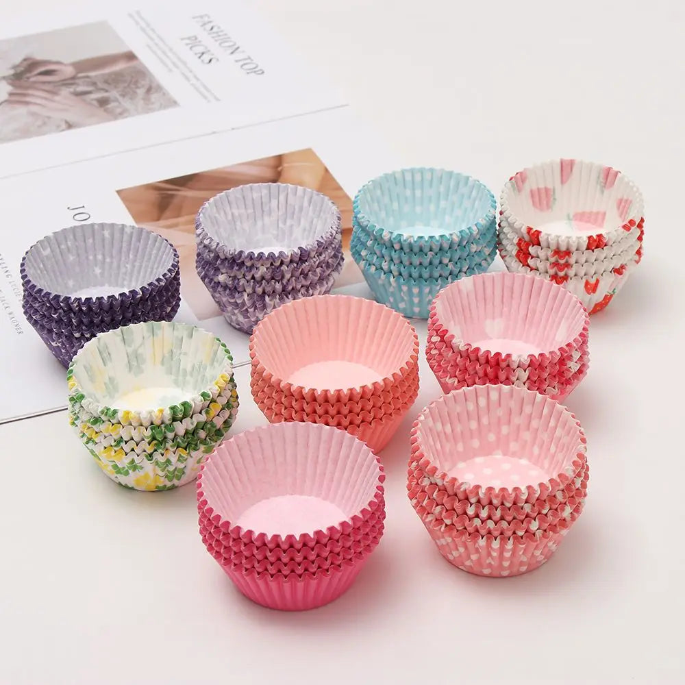 Tejesa 100PCS Cake Cups Paper Cupcake Liner Wrappers Cup Baking Muffin Boxes Cake Liners