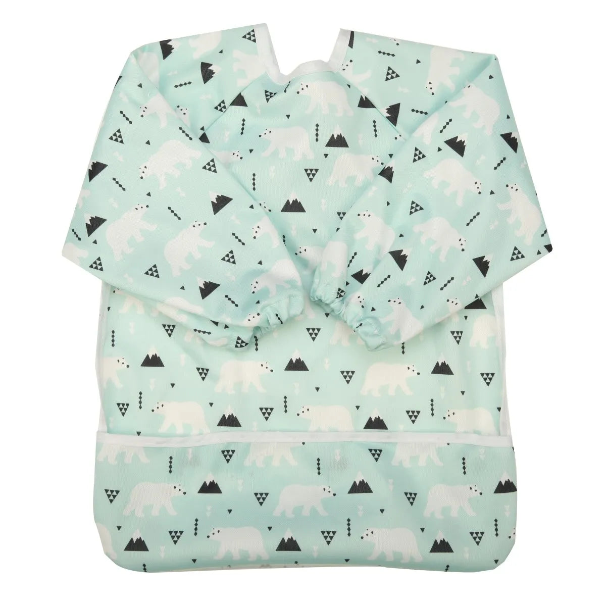 [Sigzagor] 1 Baby Bib Feeding Waterproof Long Sleeve Shirt Toddler Painting Drawing With Pocket 1-3 years old