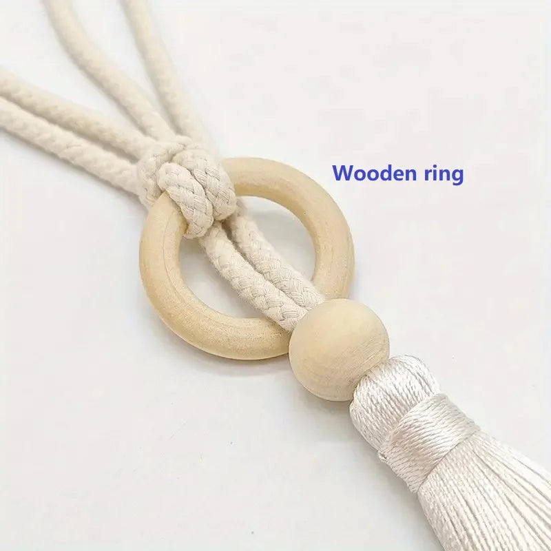 2pcs Log Loop Adjustable Cotton Cord Curtain Tie Fringe Bohemian Chic Curtain Rope Bundle Curtain Bedroom Living Room Home Decor