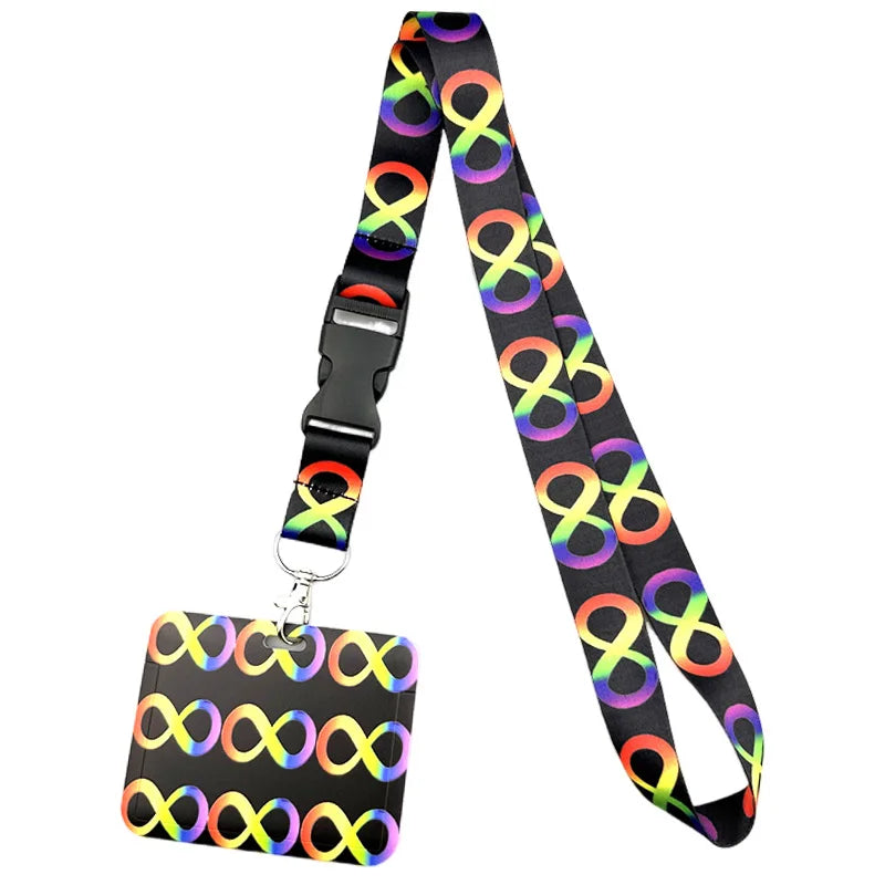 Autism Pattern Anime Lanyard Badge Holder ID Card Lanyards Mobile Phone Rope Key Lanyard Neck Straps Keychain Key Ring
