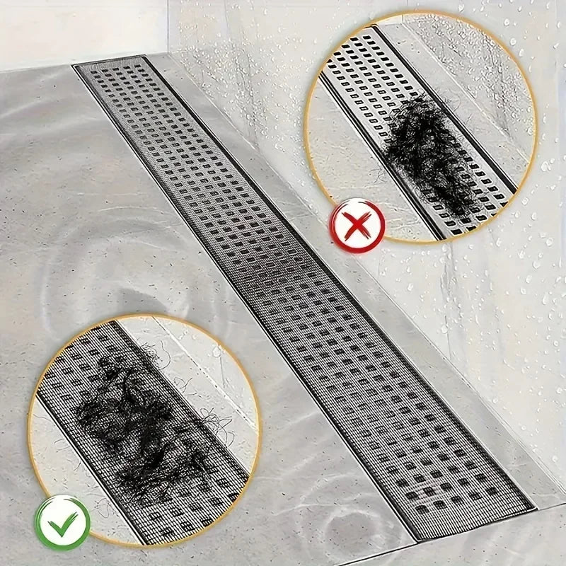 12cm*4m Cutable Shower Drain Hair Catcher Disposable Shower Drain Sticker Mesh Bathroom Kitchen Sink Hair Filter