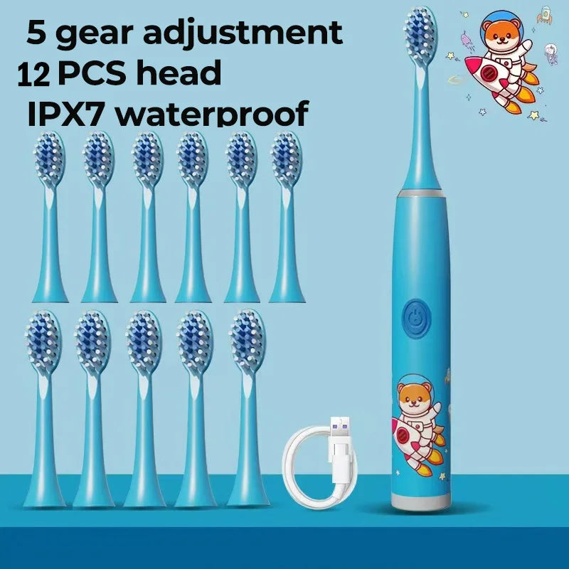 Children Sonic Electric Toothbrush Cartoon Kids With Replace The Toothbrush Head Ultrasonic Electric Toothbrush Sonic Brush Head
