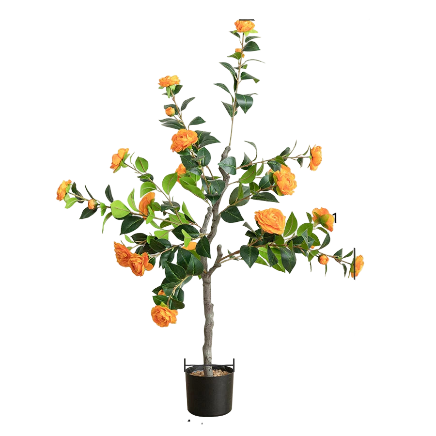 Tejesa Artificial Tree Artificial Camellia Tree 120cm/47.24in  Fake Bonsai Plant Removable Fake Flower Tree Party Christmas Home Decor
