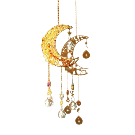 Hemasa Moon Suncatcher Crystal Tree of Life Hanging Decoration Stained Glass Healing Crystal Rainbow Maker Garden Outdoor Decoration