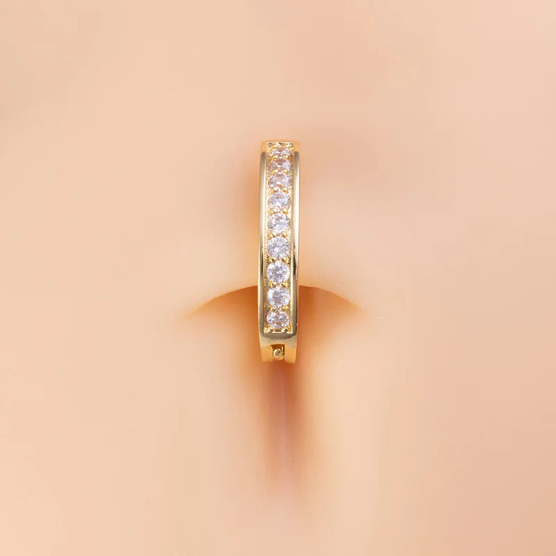 1pc Zircon Curved Bar Belly Button Ring Navel Piercing for Women Beach Belly Stud Stainless Steel Fashion Sexy Body Jewelry 14G