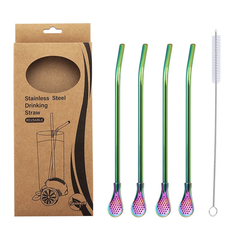 Hemasa stainless steel Drinking Straws for Smoothie Milkshakes Tea Juice Cocktail Straw with Brush