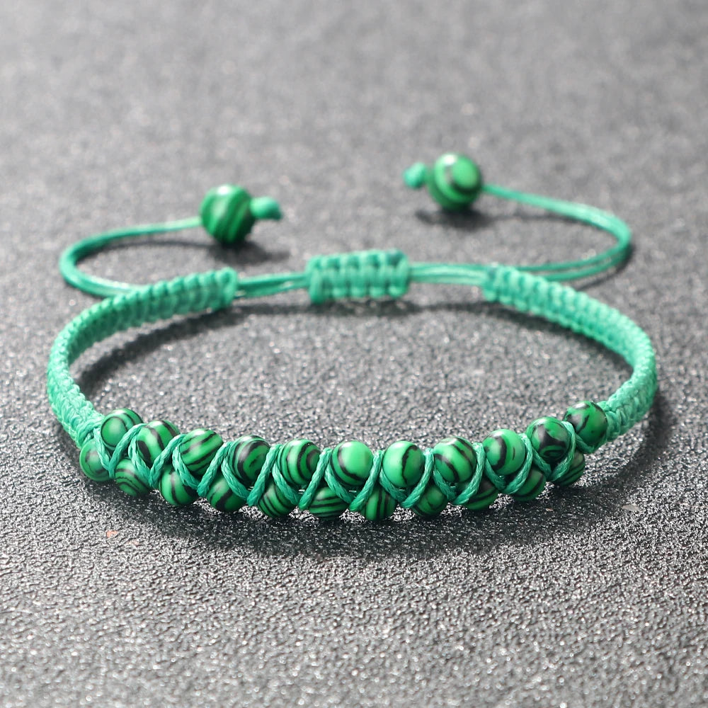 Fashion Natural Stone Chalcedony Beads Bracelet Lucky Rope Handmade Braided Bracelets&Bangles Women Healing Jewelry Pulsera Gift