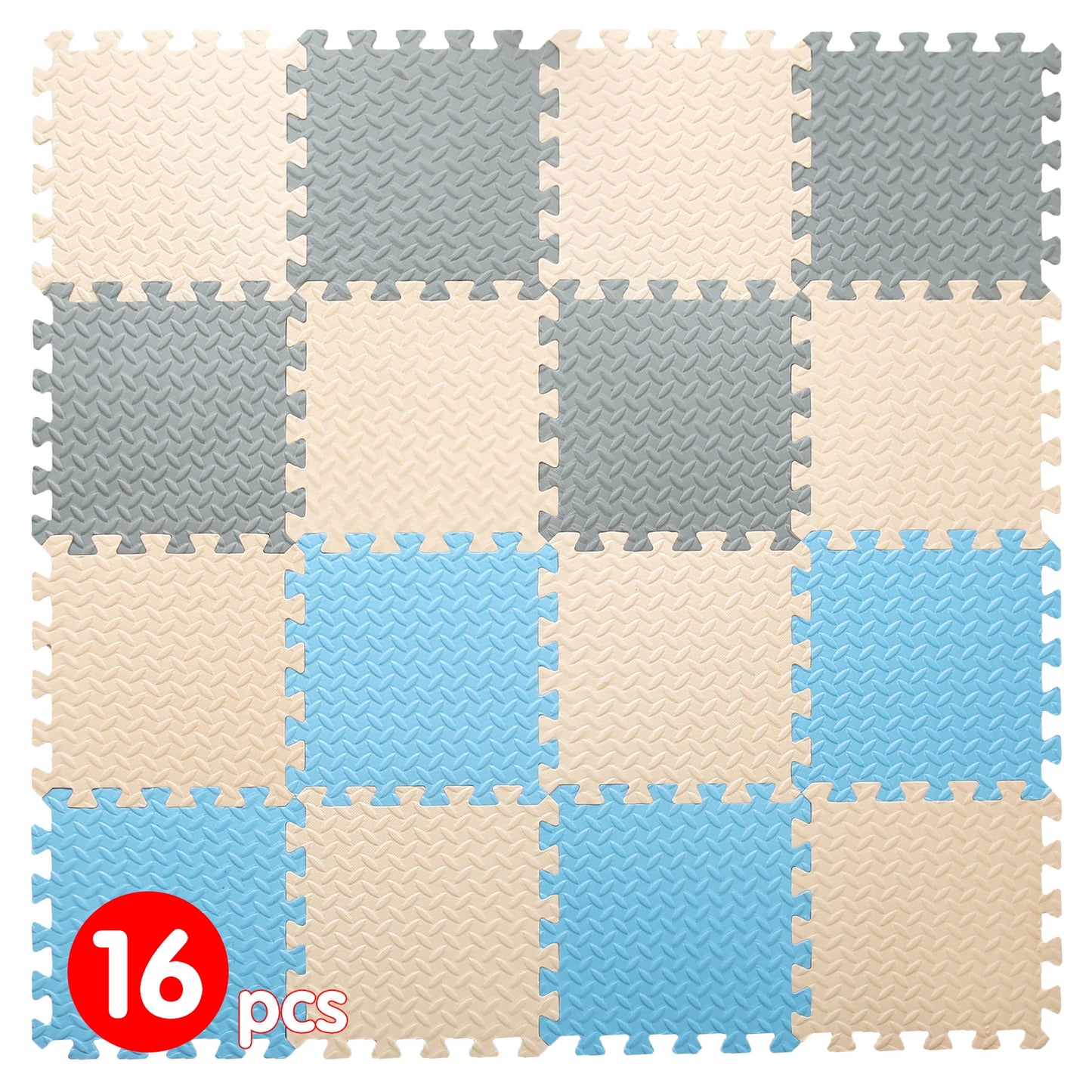 Hemasa 0.4 Inch/16pcs Thick Square Puzzle Mat ,30*30cm EVA Foam Baby Play Mat for Children Room Activities, Red/Yellow/Blue/Green