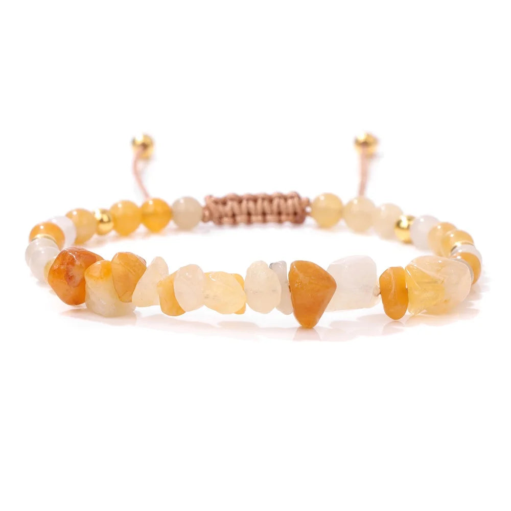 Tejesa Irregular Natural Gem Crystal Stone Beads Bracelet Braided Obsidian Aventurine Amethysts Aquamarin Opal Chip Bracelets For Women