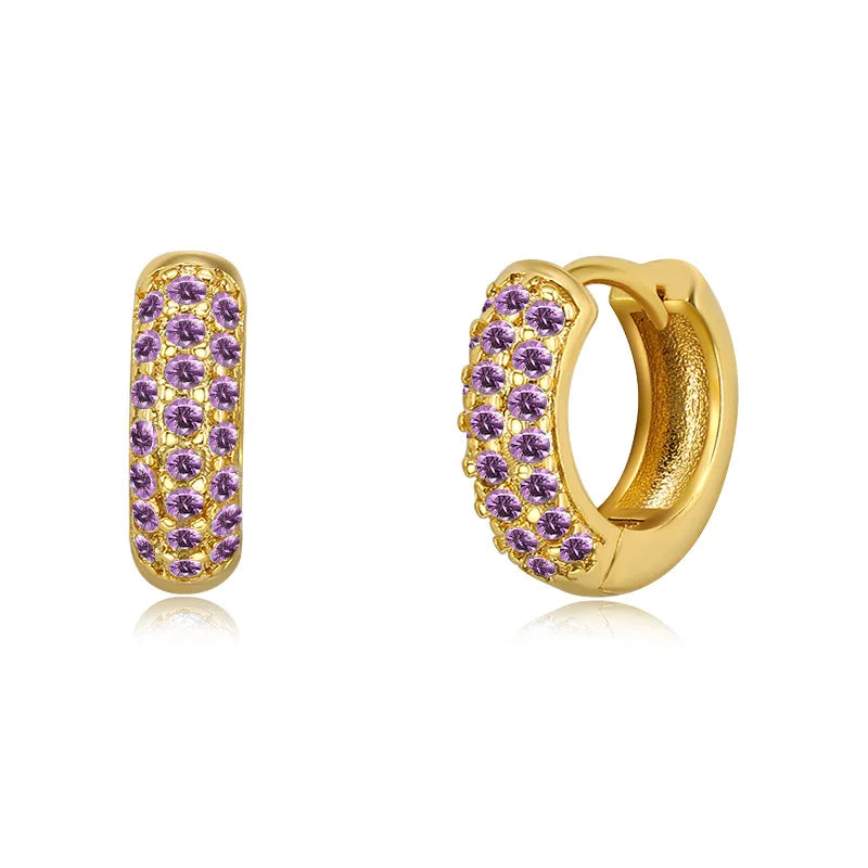 Korean Stainless Steel Round Circle Small Hoop Earrings Women Multicolor Zircon Minimal Punk Cartilage Earring Piercing Jewelry