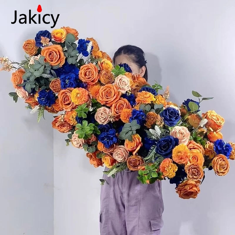 Artificial Flower Strip 60cm Flower Ball Event Table Runner Floral Arrangement Wedding Backdrop Decor Props Arch Flower String