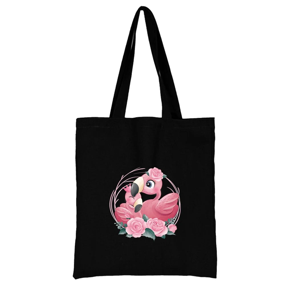 Tejesa Canvas Shopping Bag for Women /Shoulder Bags / Grocery Handbags /flamingo Print  Jute Bag