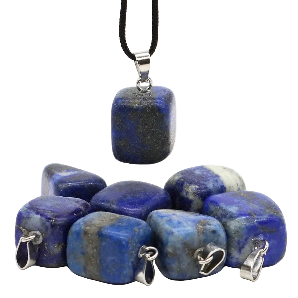 Natural Healing Irregular Tumble Stone Necklace Reiki Mineral Rose Quartz Tiger Eye Pendants for Women Men Jewelry Making Gifts