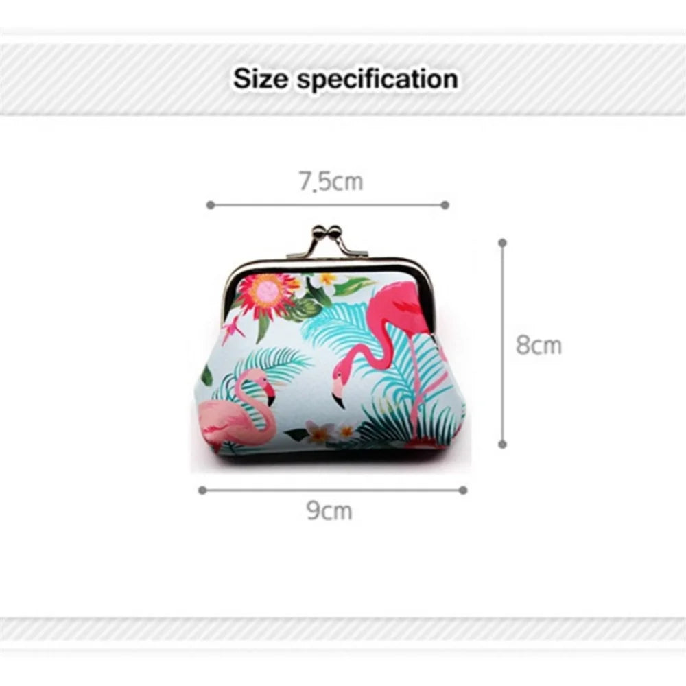Cartoon Flamingo Printed Coin Purse Women Mini Pu Leather Wallet Kids Clutch Money Bag Female Pouch Hasp Change Purse Gift
