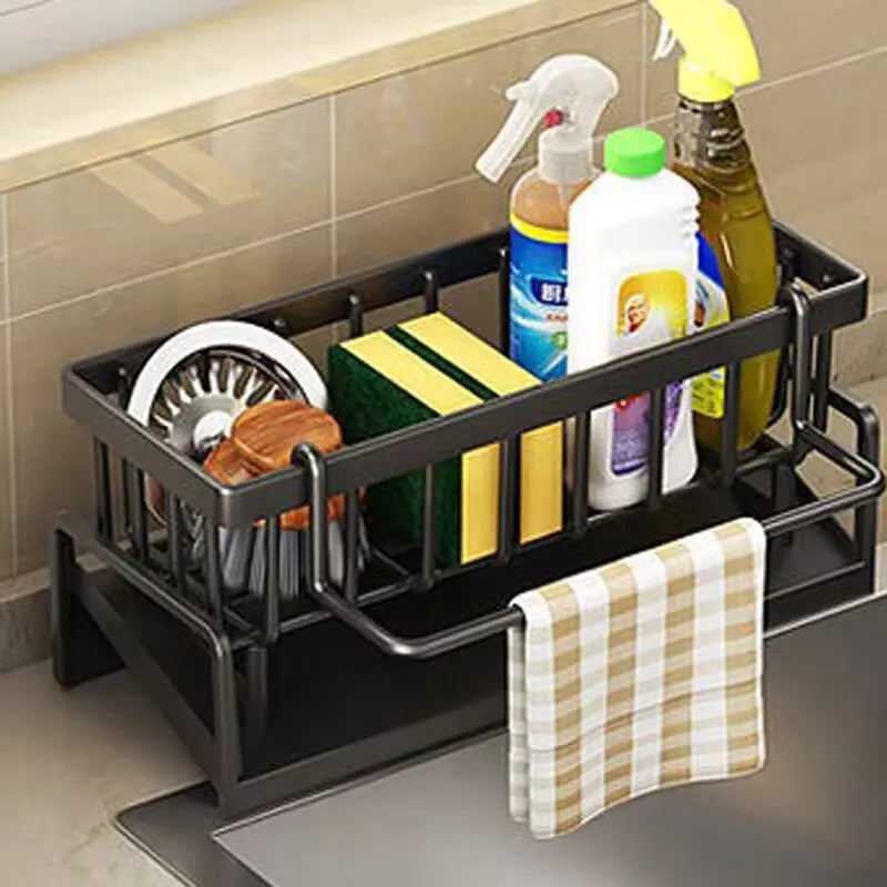 Hemasa Sink drain rack non-stainless steel sponge rack faucet storage soap rack towel rack shelf storage rack
