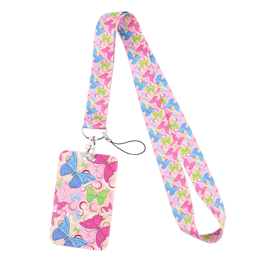 Tejesa Butterfly Lanyard Business Credit Card Holder Neck Strap Keychain Hang Rope ID Badge Holder Lariat Lasso