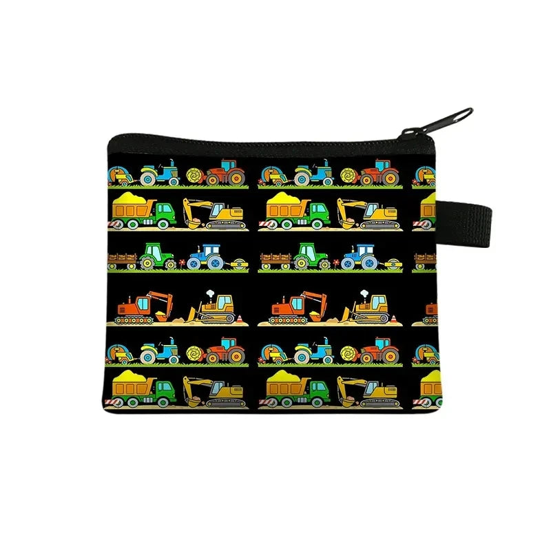 Tejesa Cartoon Coin Purse Keychain Zipper Pouch Kids Wallet Coin Bag Cute Excavator Purses and Handbags Small bag