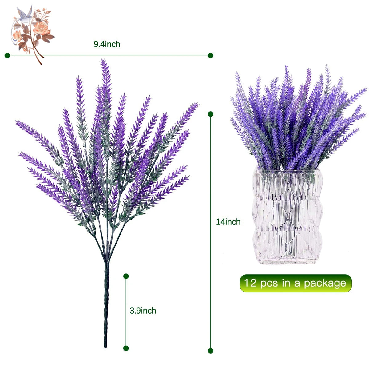 5Bundles Artificial Lavender Flowers 5 Fork Faux Fake Flower Wedding Decor Plastic Hanging Plants Home Garden Porch Decoration