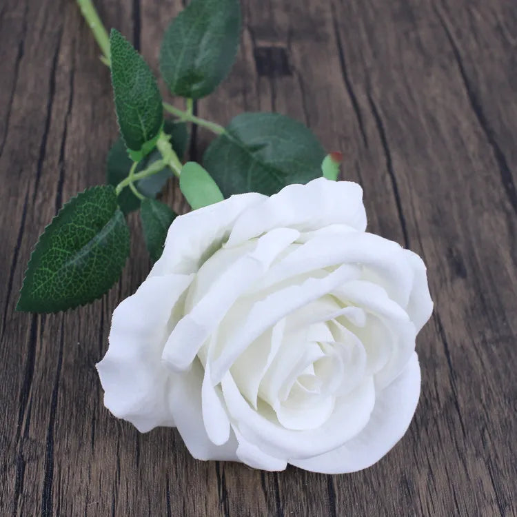 Hemasa 10Pcs Artificial Velvet Rose Flower Branch Wedding Decor Party Scence Layout Bride Holding Flowers Home Decoration Rose Flowers