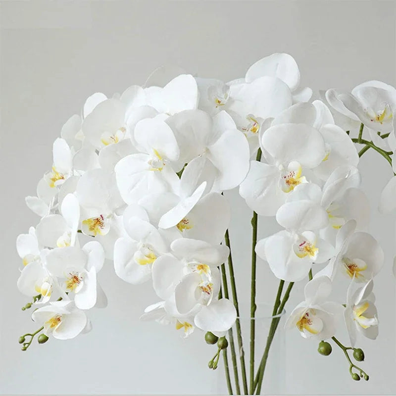 32 Inch Artificial Phalaenopsis Flowers 9 Heads Artificial Orchid Butterfly Flowers Stem Plants for Home Decor 6PCS