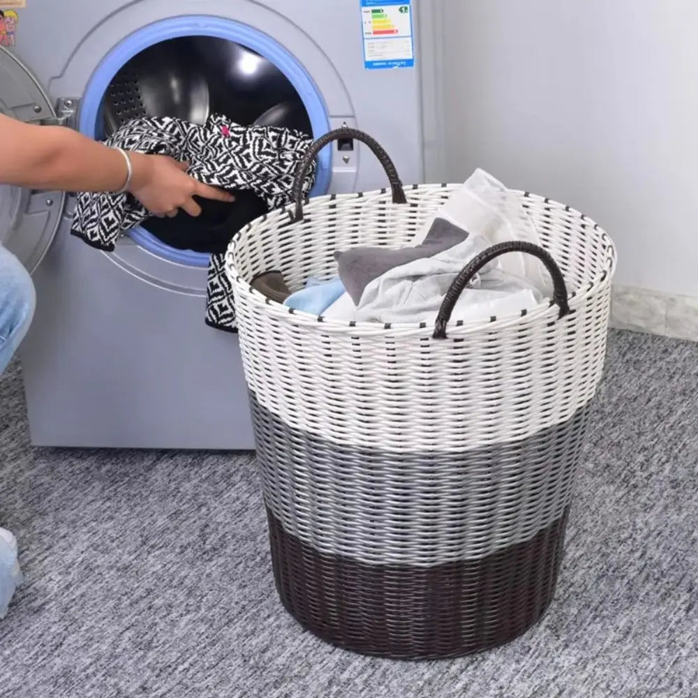 Dirty Clothes Basket Foldable Woven Laundry Basket Rattan-Style Toys Storage Basket for Dirty Clothes Household Items