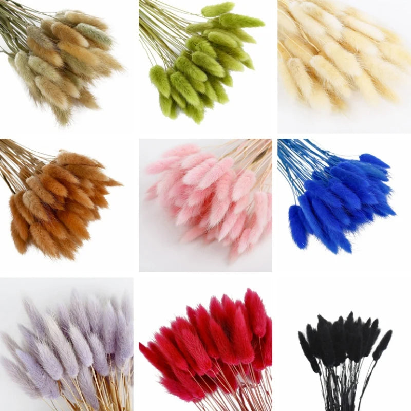 Artificial Natural Material Pastoral Style Bunny Tails Dried Flowers Bouquets  Rabbit Tail Grass Home Wedding Party Decoration