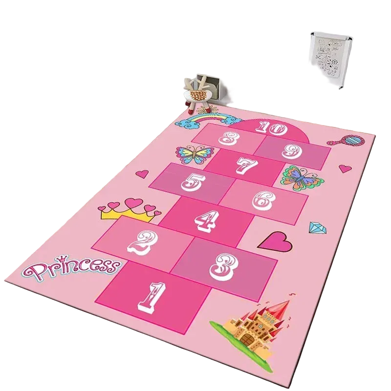 Tejesa Hopscotch Indoor Cartoon Parent-child Game Decoration Carpet Bedroom Bedside Children's Number Game Room Decoration Floor Mat