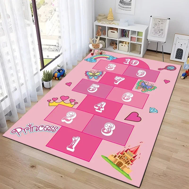 Tejesa Hopscotch Indoor Cartoon Parent-child Game Decoration Carpet Bedroom Bedside Children's Number Game Room Decoration Floor Mat