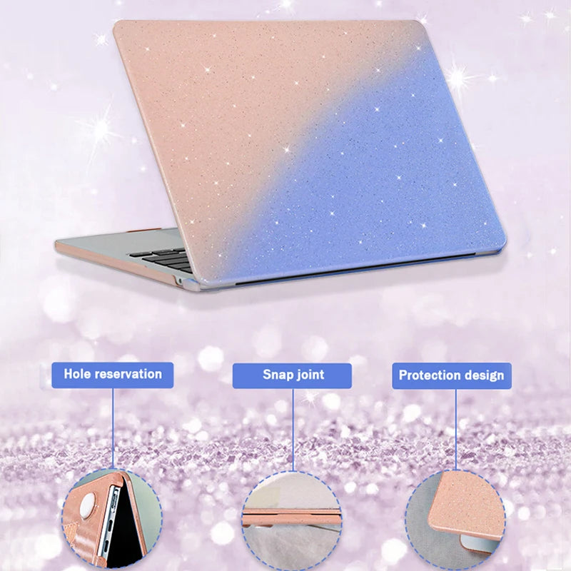 Hemasa Glitter Laptop Case for Macbook Air 13 Case M3 M2 M1 Chip New Air15 M3 Max Cover for Macbook Pro 13 A2338 A2251 Candy Skin Shell