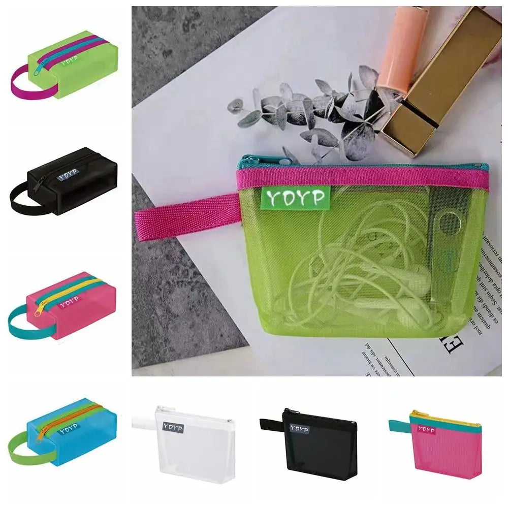 ID Credit Card Holder Mesh Storage Bag Lipstick Bags Zipper Pouch Cosmetic Bag Lipstick Bag Travel Organizer Small Coin Purse