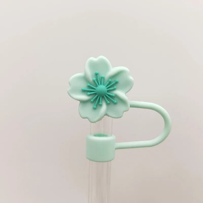 Flower Straw Cover Caps Silicone Straw Tips Lid 10mm Reusable Dust-Proof Straw Topper For Stanleys Cup Party Decor