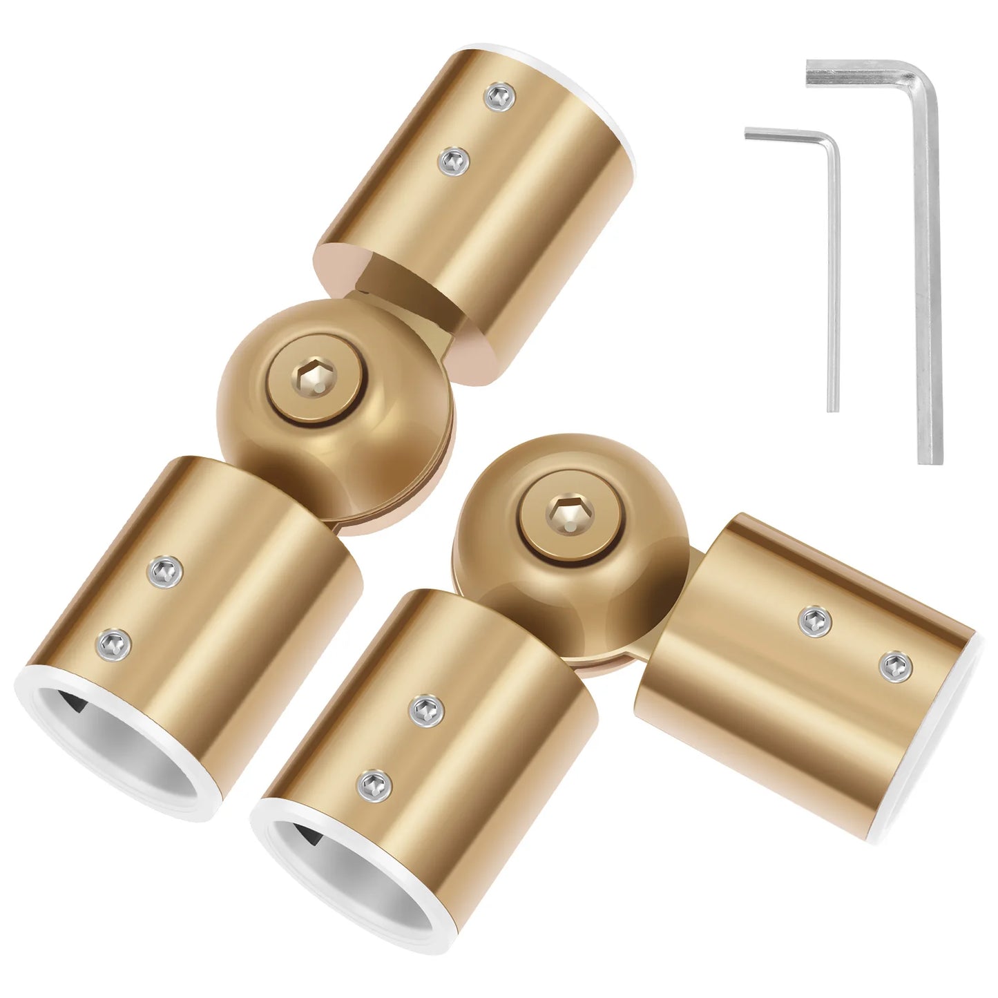 2Pcs Curtain Rod Corner Connector 90° to 180° Adjustable Angle Hinged Elbow Curtain Rod Connector 1Inch Window Curtain Connector
