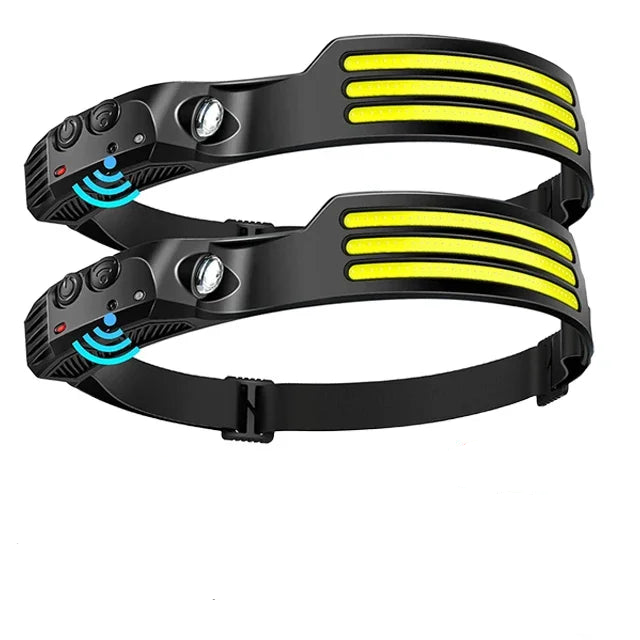 Hemasa COB LED Headlamp Induction Head Lamp Built-in Battery USB Rechargeable Head Flashlight Outdoor Camping Fishing Sensor Headlight