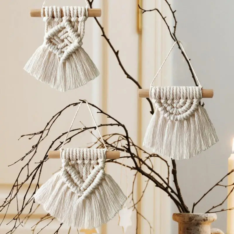 Bohemia Handwoven Macrame Tapestry with Tassels Bedroom Living Room Hanging Decorations Farmhouse Decoration Accessories