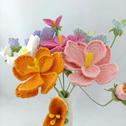 Creative Handwoven Bouquet Crochet Flowers Cute Knitted Bouquet Room Decor Gift