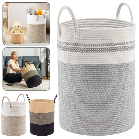 Extra Large Laundry Storage Bag, Woven Dirty Clothes Basket With Cotton Rope Handle, Dirty Clothes Hamper, Toy Storage Basket