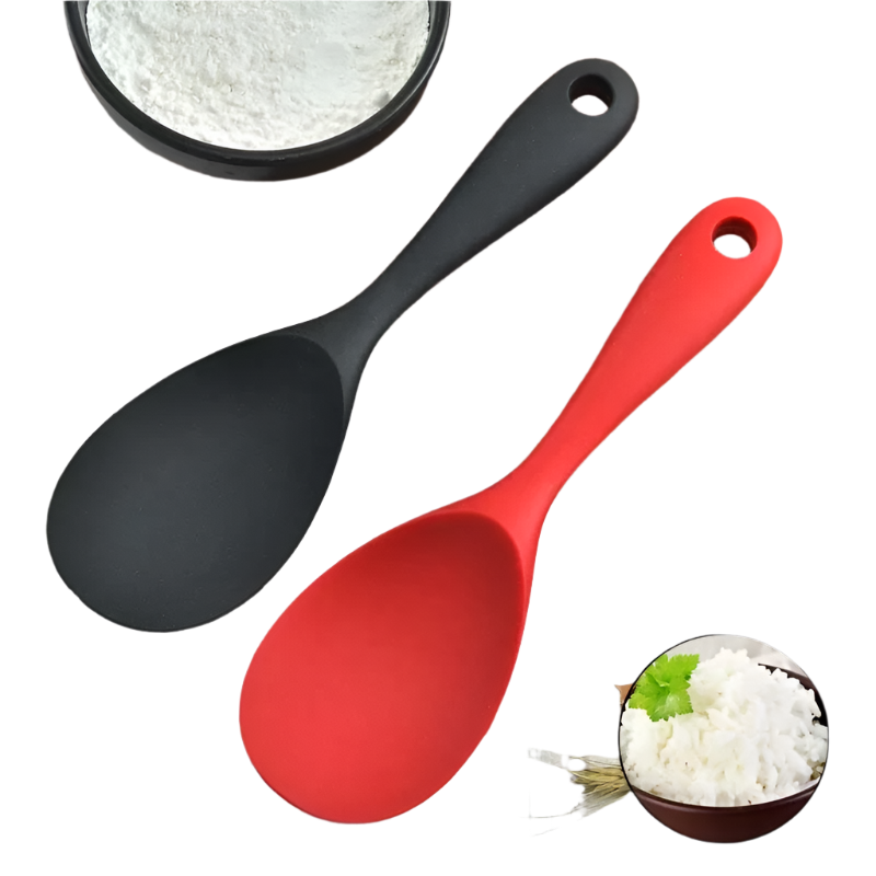 Hemasa Hanging Silicone Rice Spoon Kitchen Ladle Non-stick Saucepan Electric Rice Cooker Cooking Scoop with Holes Household Items