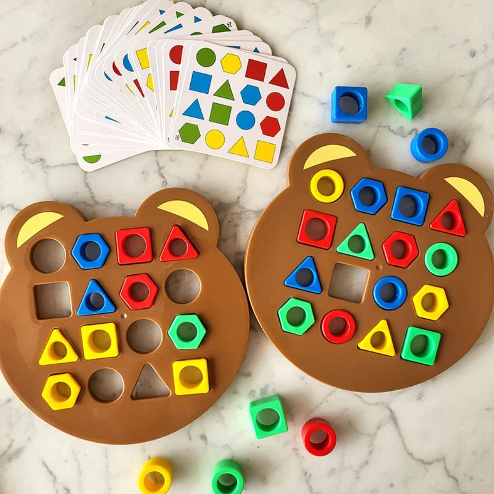 DIY Children Geometric Shape Color Matching 3D Puzzle Baby Montessori Educational Learning Toys for Kids Interactive Battle Game